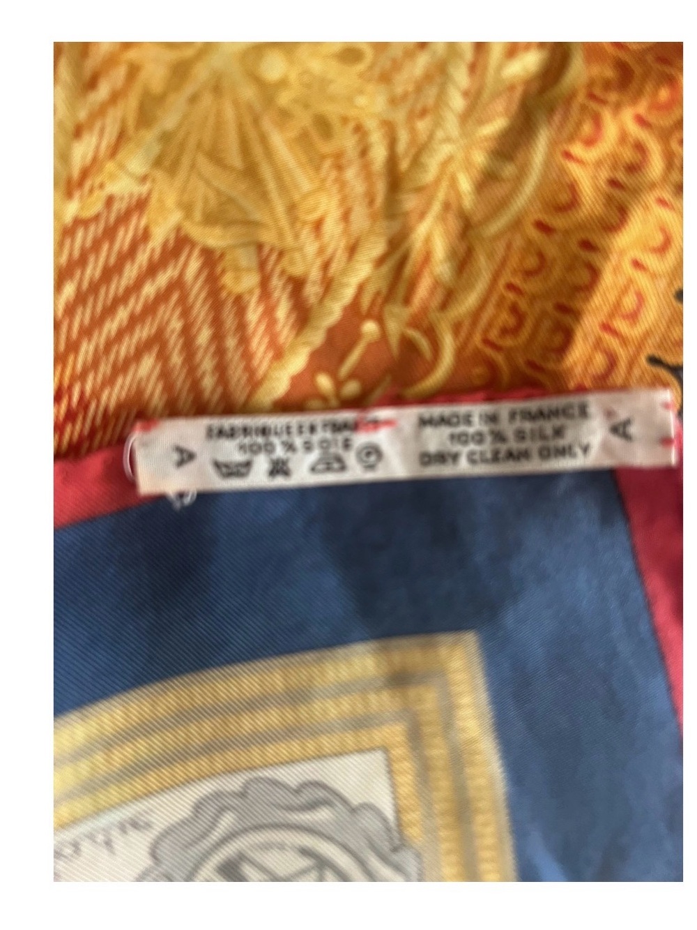 Hermes Silk Scarf in Blue, Gold, Red and Gray - Picture 4 of 6